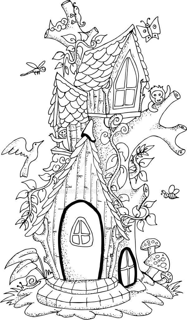 fairy cottage coloring pages - photo #19