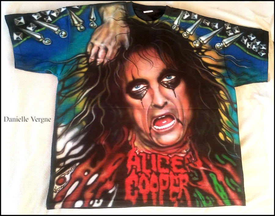 Airbrushed original t-shirt Alice Cooper by <b>Danielle-Vergne</b> ... - airbrushed_original_t_shirt_alice_cooper_by_hardrock_artworks-d4tchho