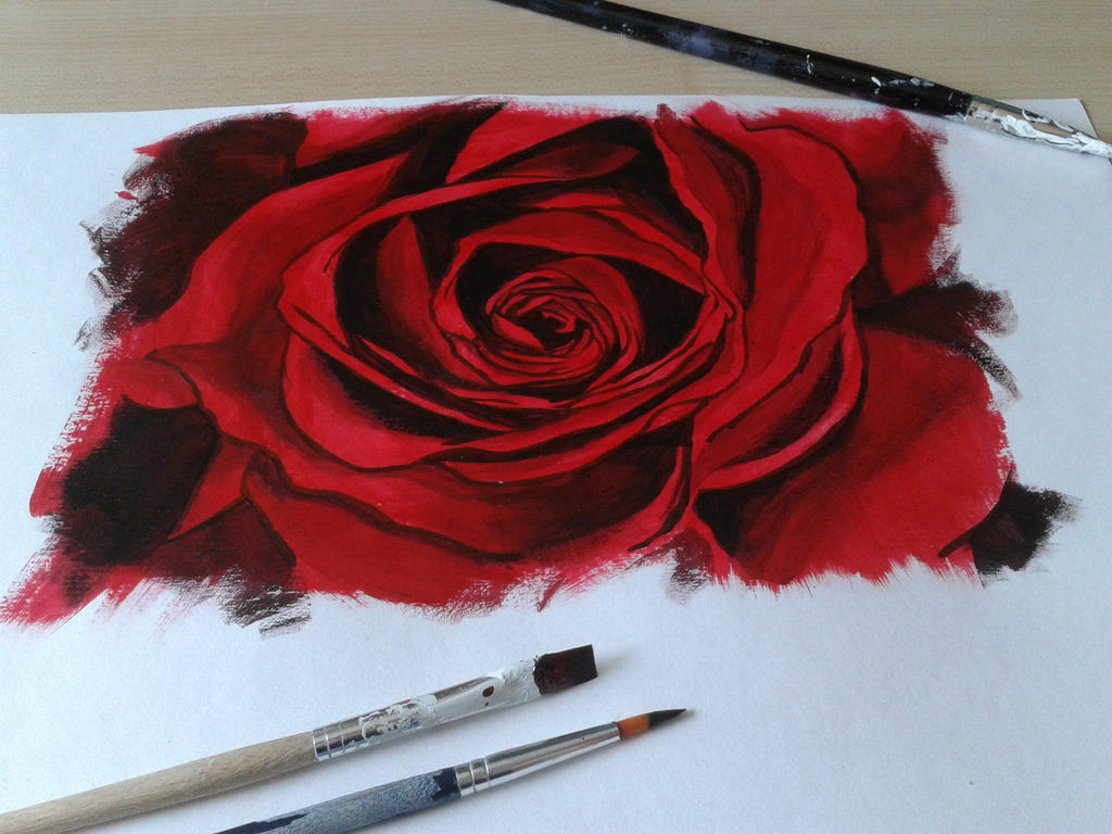 Realistic Red Rose Drawing