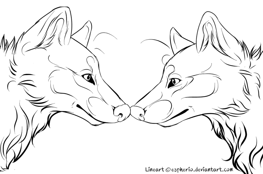 Wolf Couple free Lineart (MS Paint friendly) by Espherio on DeviantArt