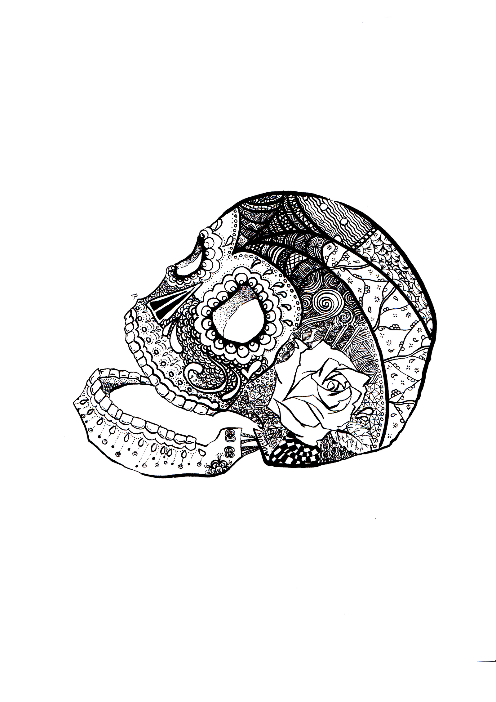 mandala skull and roses coloring pages - photo #29