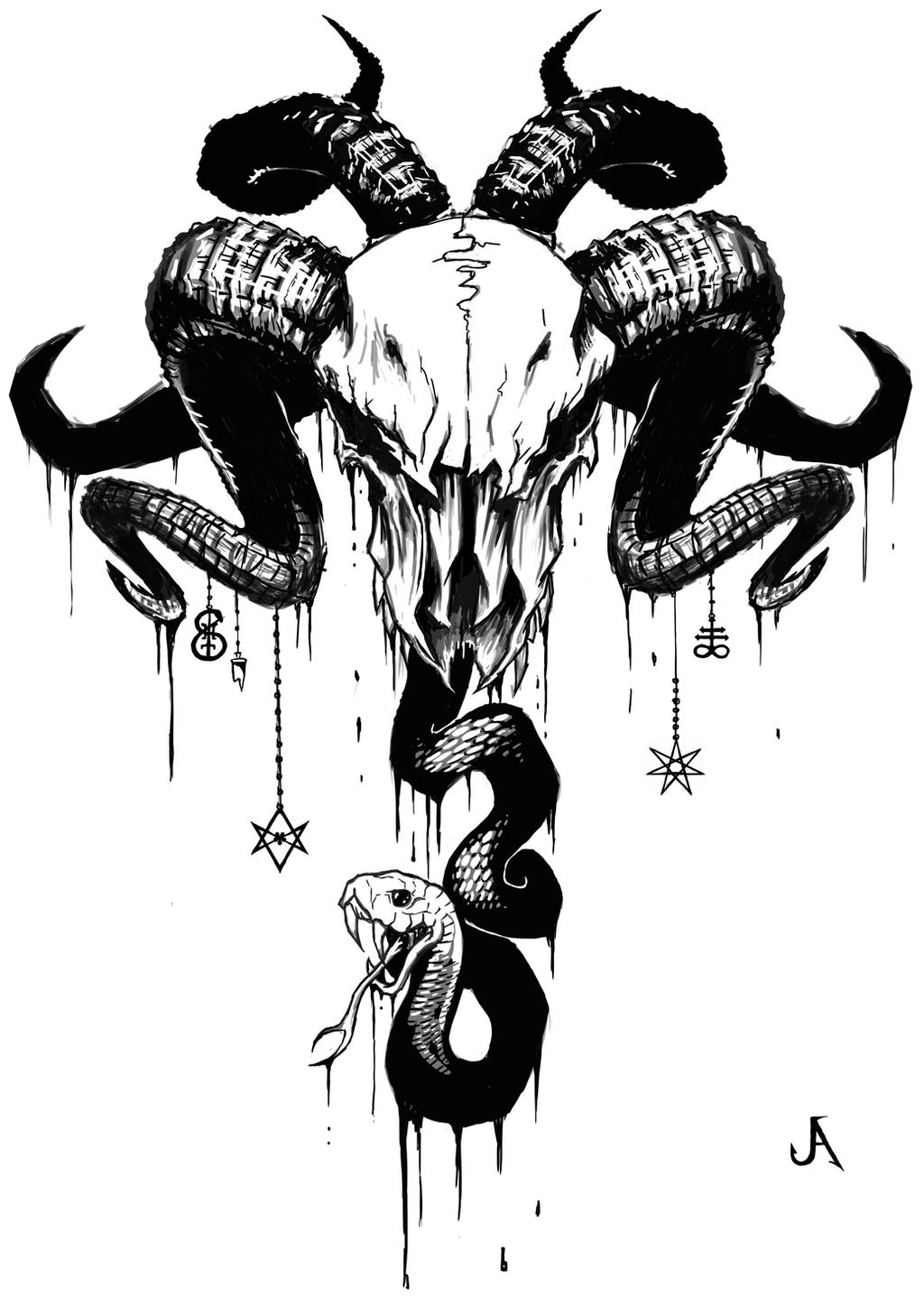 Demon Skull tattoo by jasperavent on DeviantArt