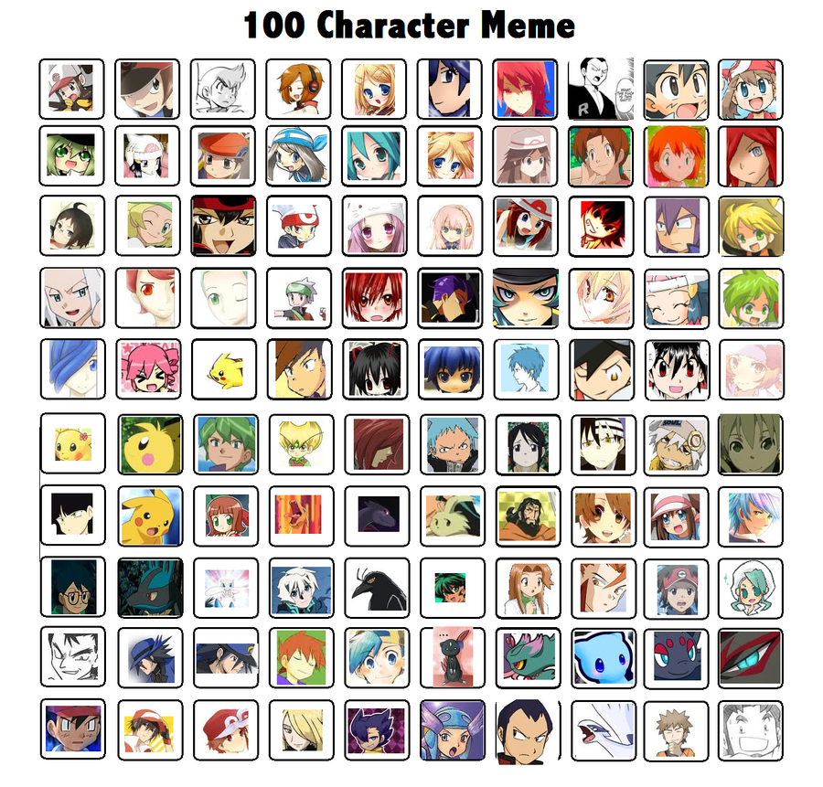 100 Character Meme by MayPetalburg on DeviantArt